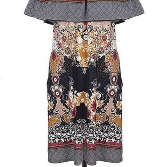 TRÏBE Off The Shoulder Strapless Bohemian Floral MIDI Sundress Size Medium NWT - Picture 5 of 6